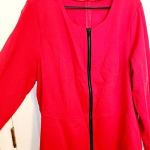 Neon Red Zipper Blazer